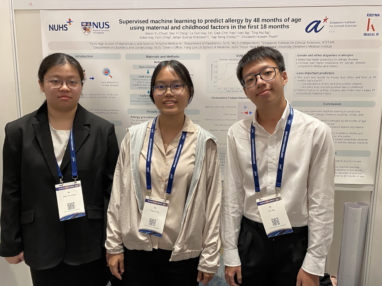 1st group of 3 interns with 1st machine learning project poster 